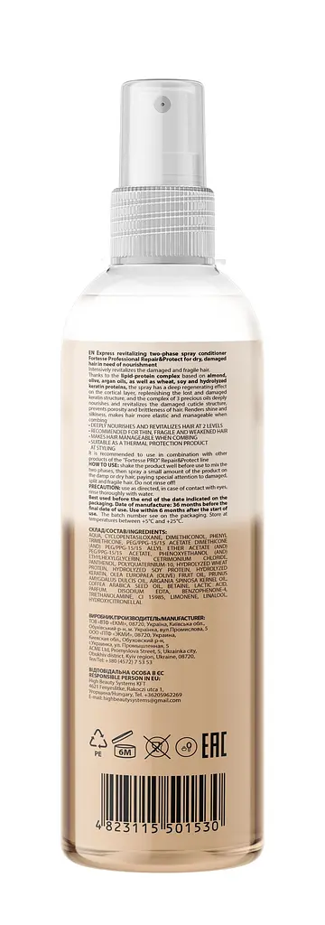 Двофазний спрей-кондиціонер Fortesse Professional Repair & Protect Ультравідновлення та живлення для пошкодженого волосся 250 мл  - фото 2