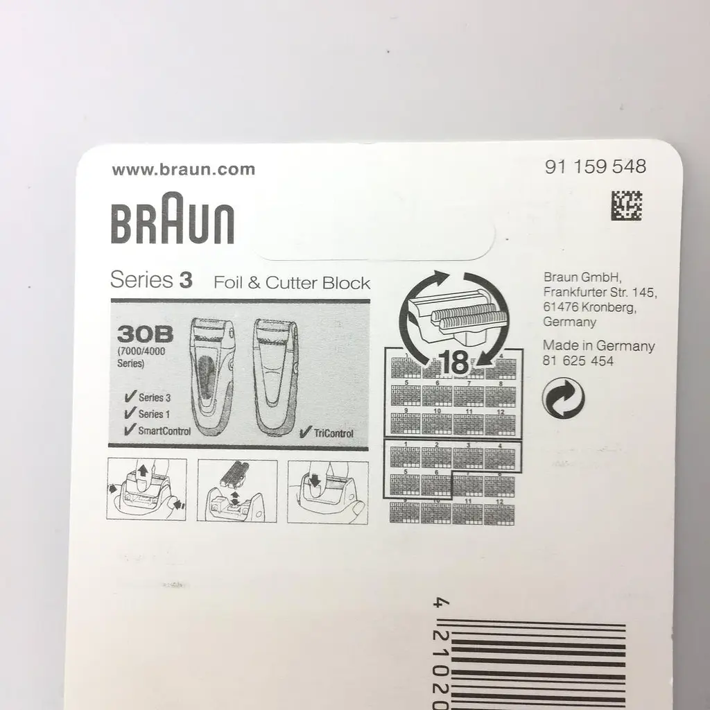 Сетка + нож 30B для бритвы Braun Series 3, TriControl, Syncro, 195s-1,197s-1, 330, 340, 7505, 7520, 4775, 4815 - фото 5