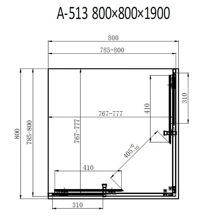 Душова кабіна Dusel A-513 80x80x190 прозоре, Універсальна, прозорий, хром, 80x80 - фото 8