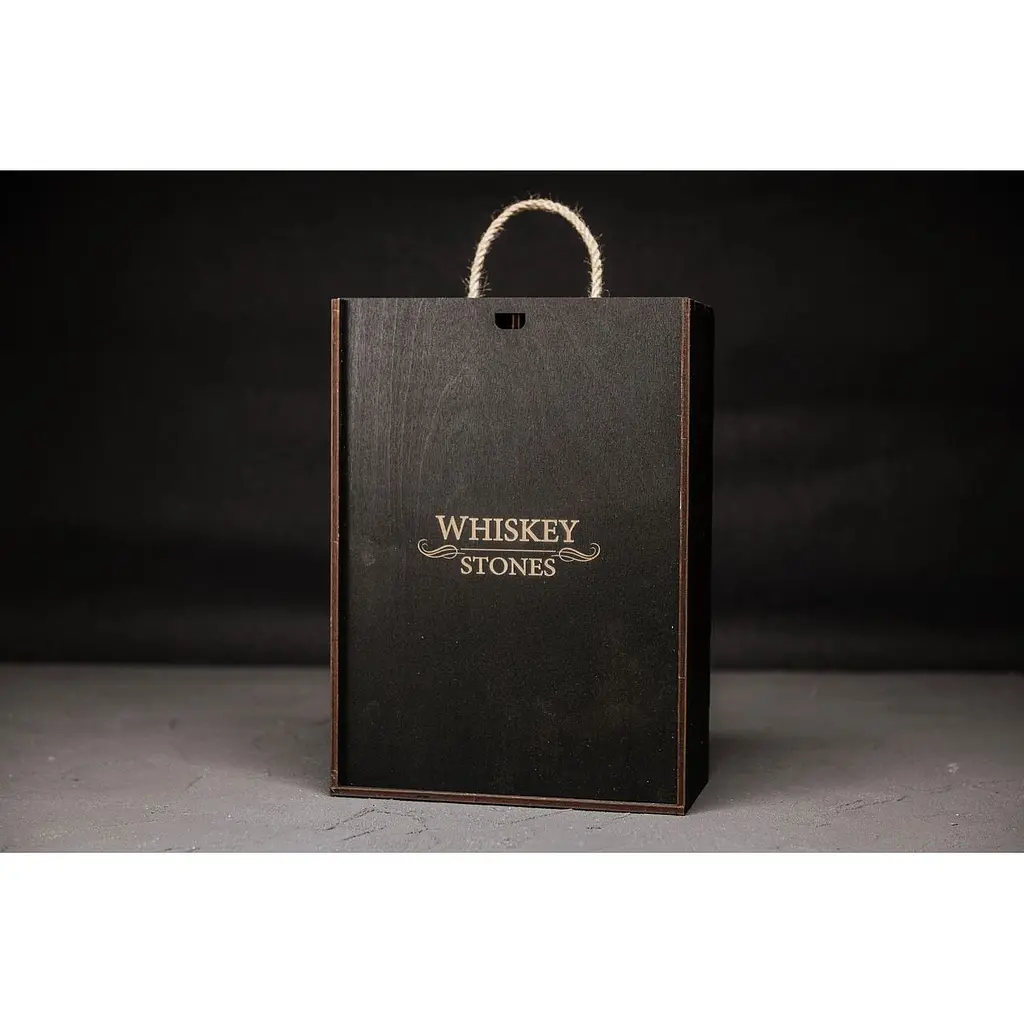 Подарунковий набір Whiskey Stones камені для віскі у дерев'яному пеналі №7 + декантер і 2 склянки Bohemia Diamond + щипці + мішечок - фото 5