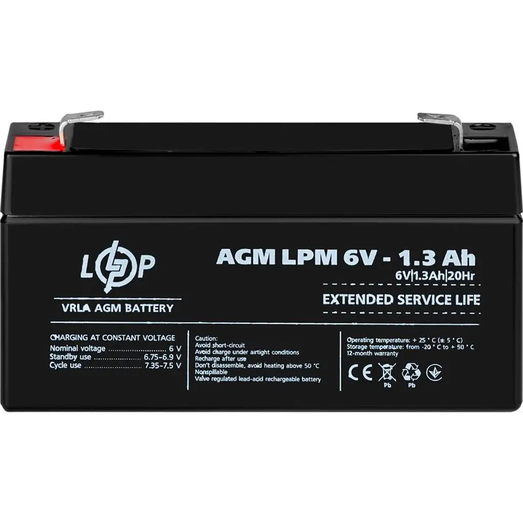 Акумулятор LogicPower AGM 6V (6V/1.3Ah/7.8Wh) (4157) [109169] - фото 3