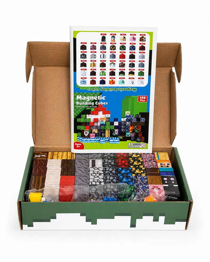Магнітний конструктор Minecraft 100 шт по грі Майнкрафт Фортеця Mk001022.1 - фото 3