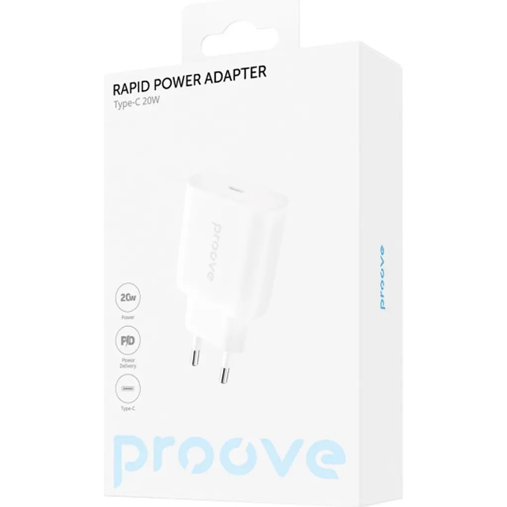 Мережевий зарядний пристрій Proove Rapid 20W USB-C White (WCRP20000102) [130266] - фото 2