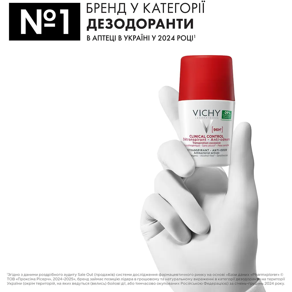 Антиперспірант Vichy Deo Clinical Control кульковий 96 годин захисту проти надмірного потовиділення та запаху 50 мл (MB468300) - фото 4
