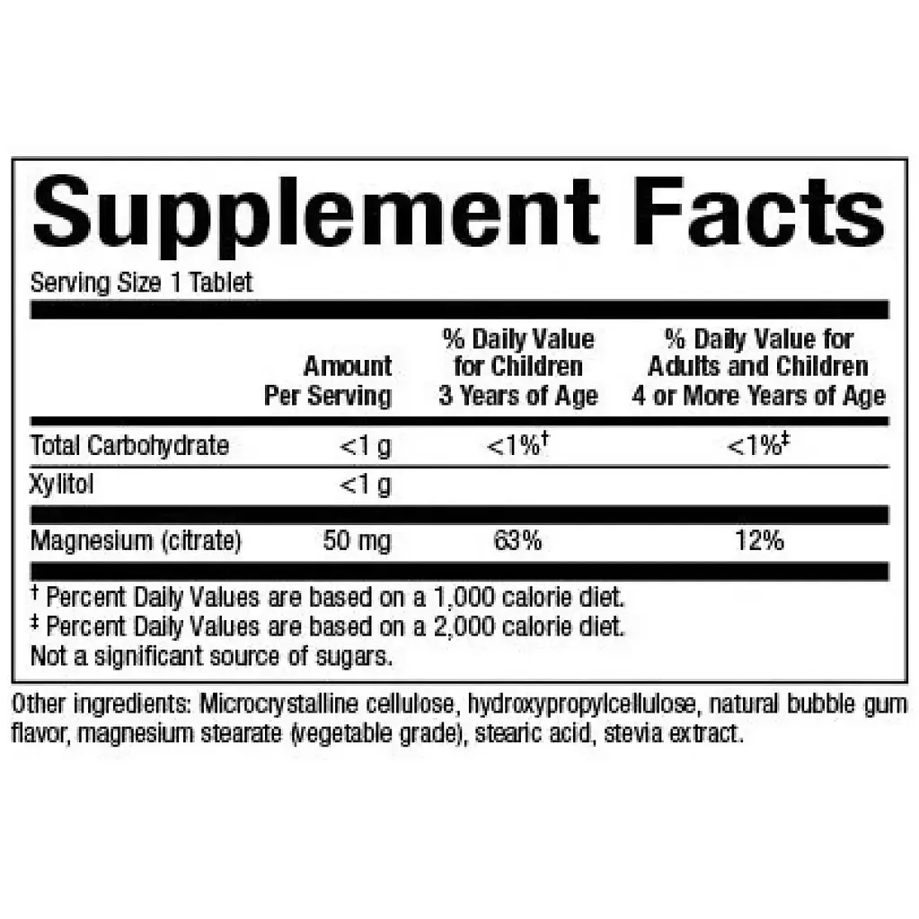 Дієтична добавка Natural Factors Magnesium Citrate 50 мг 60 таблеток Bubble Gum - фото 2