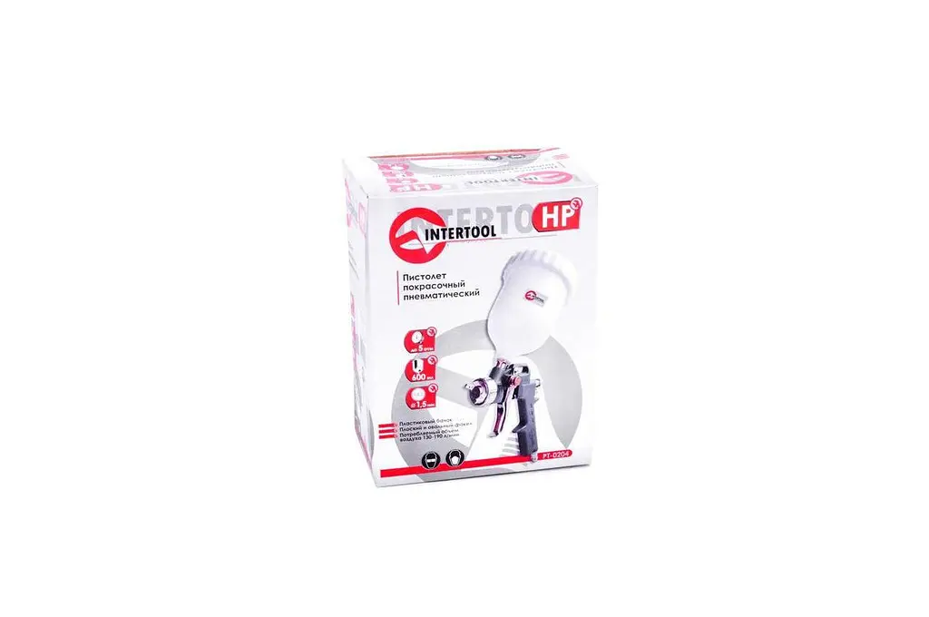 Пневматичний фарбопульт HP Intertool верхній бак 600 мл d=1.5 мм PT-0204 - фото 5
