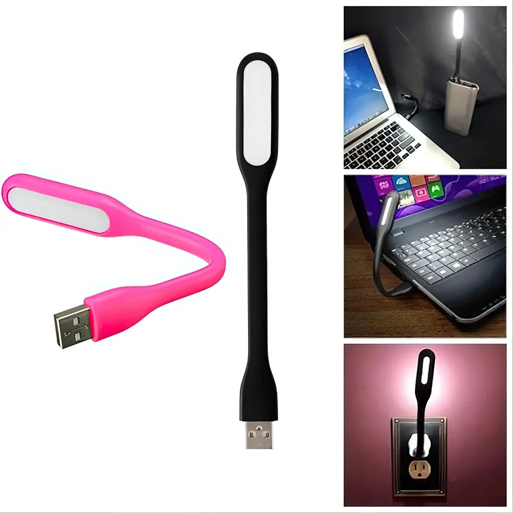 Usb лампа для ноутбука гнучка світильник від повербанка рожевий 1.2W 169х18мм лампа для клавіатури - фото 2