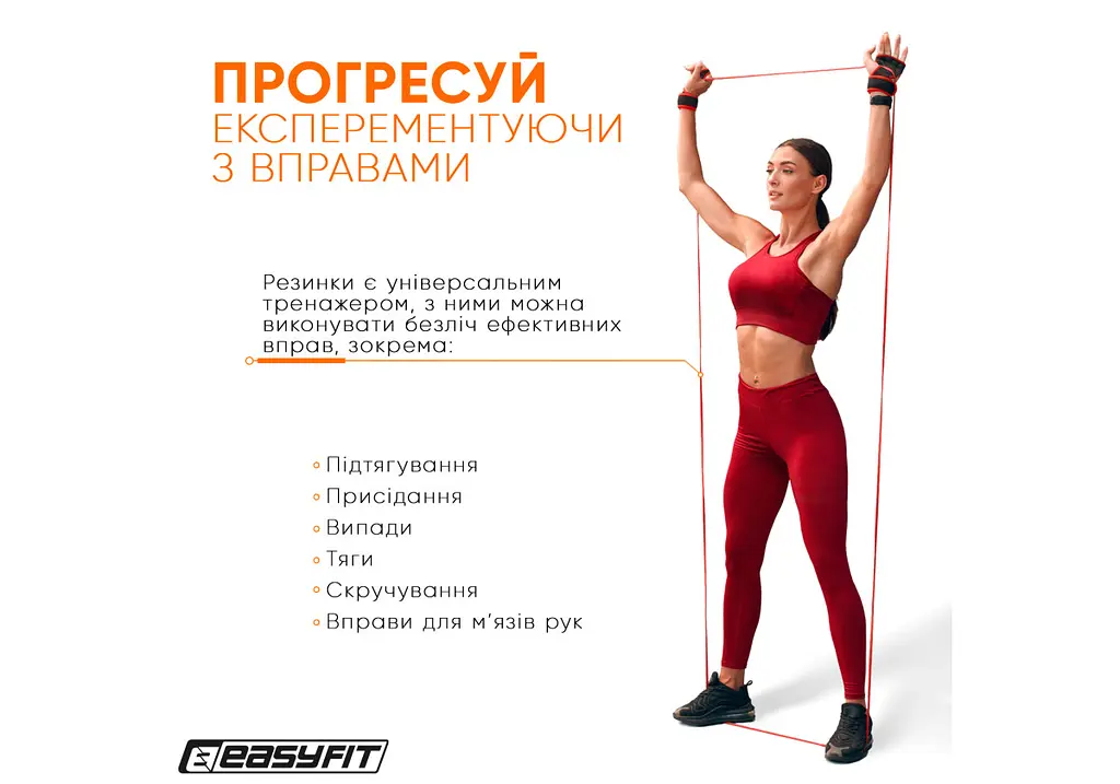 Резиновая петля EasyFit 2-15 кг красная (EF-2654-2) - фото 4