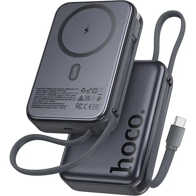 Зовнішній акумулятор Hoco Q44A Origen MagSafe 20000mAh 45W Metal Gray (659673) [165929] - фото 5