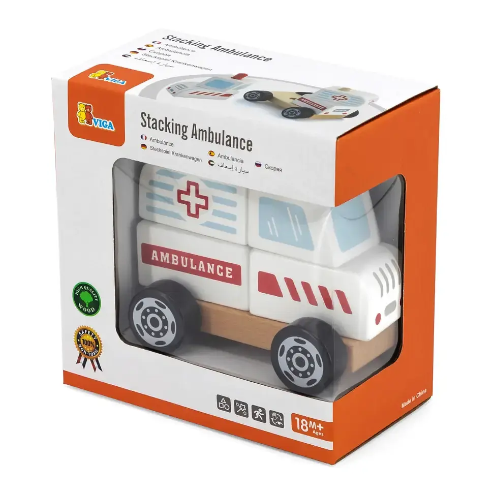 Пірамідка Viga Toys Машина швидкої допомоги дерев'яна (50204) - фото 3