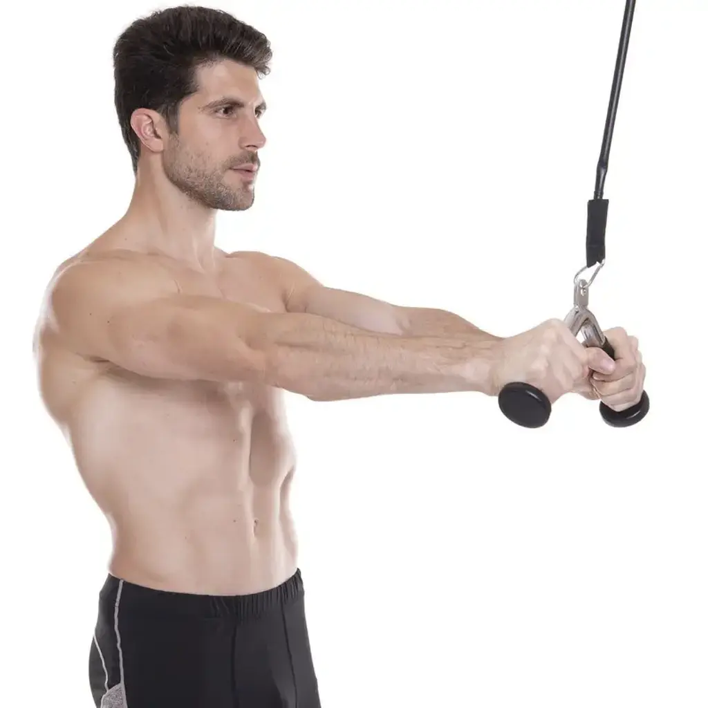 Ручка для тяги York Fitness V-подібна на трицепс з гумовими рукоятками, хром - фото 6