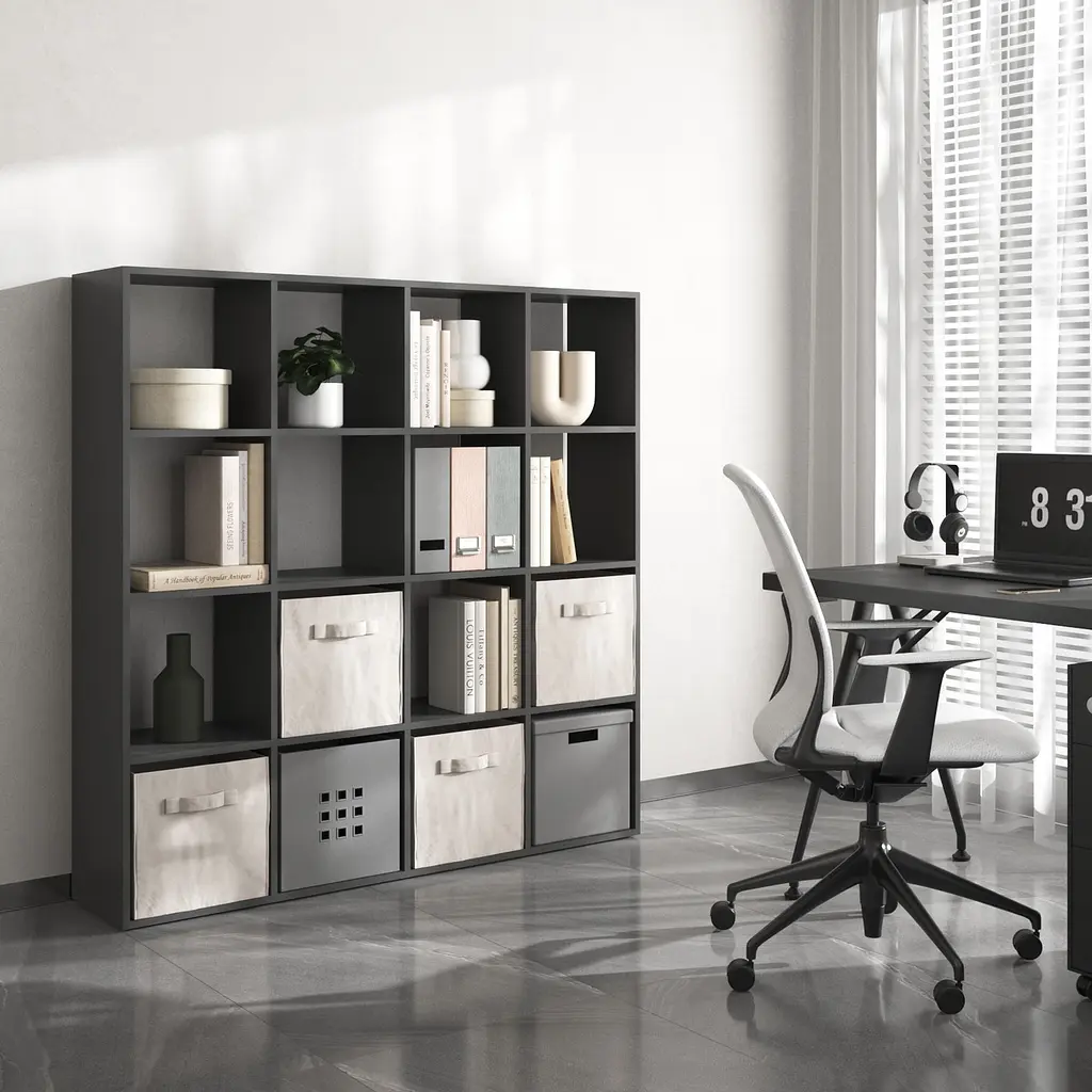 Книжная полка стеллаж Vays M-14 с 16 ячейками ЛДСП 143x29x143 см для дома офиса детской или гостиной - фото 2