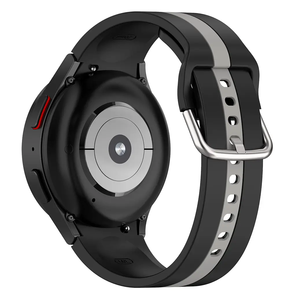 Ремінець для Samsung Galaxy Watch 6 40mm 6 44mm - чорно-сірий ширина кріплення 20мм силікон Watchbands D2 (W17-3WB89011452) - фото 2