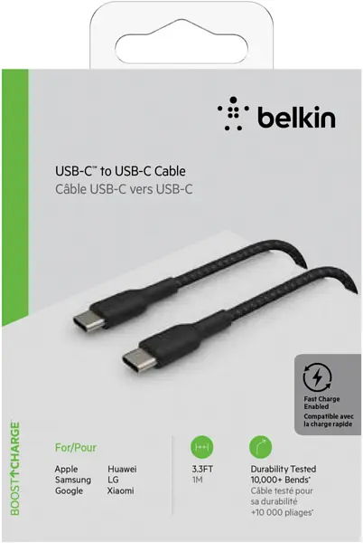 Кабель Belkin USB-C > USB-C заряджання/синхронізації 1м, 60Вт, Type-C, плетений, чорний teh0013650 - фото 7