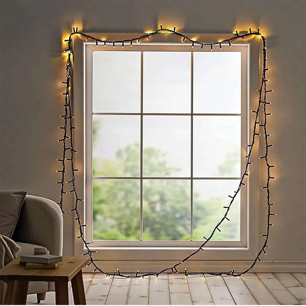 Новогодняя гирлянда комнатная нить Garlando Pro W220LED22MBY 22 м 220 LED черный провод Желтый свет - фото 2