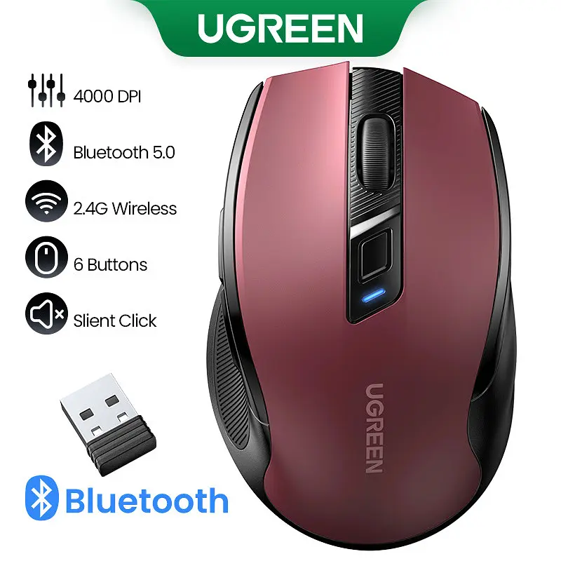Маніпулятор миша бездротова ugreen MU006 Ergonomic Wireless Mouse Червоний - фото 3