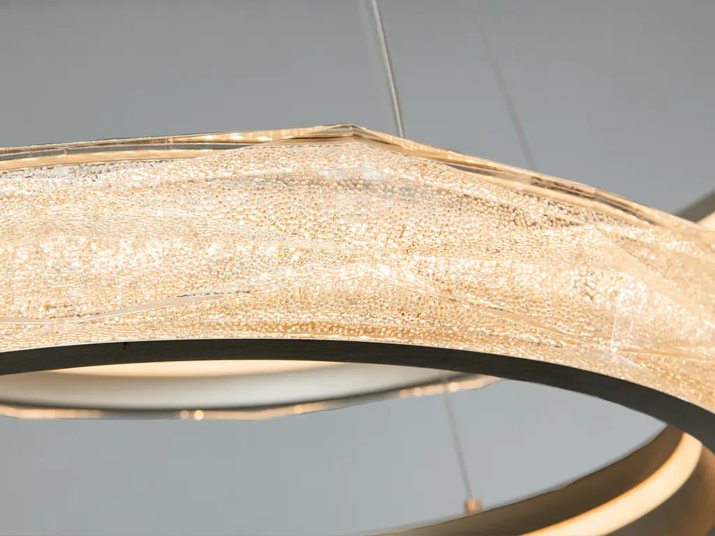 Стильна підвісна LED-люстра для кухні-студії Diasha 583-800+500G золото, 2 кільця, 200 Вт, 80 см, до 30 м2 - фото 5