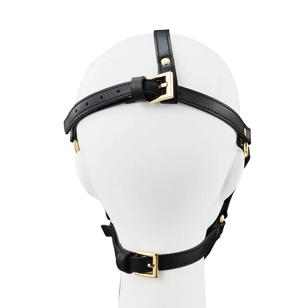 Маска-збруя для мінету LOCKINK SEVANDA Blowjob Head Harness, чорна, з м’якою вставкою у вигляді губ - фото 6