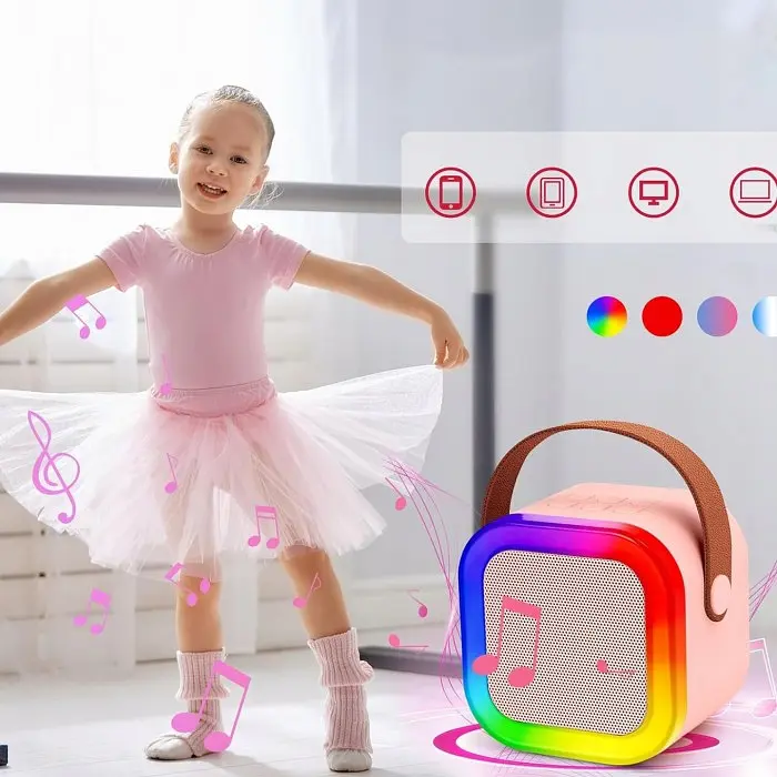 Бездротова колонка та 2 караоке мікрофона та RGB підсвічуванням Winso K12 10W Bluetooth - фото 5