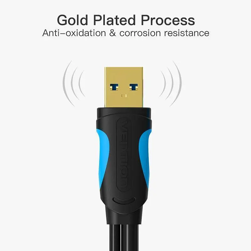 Кабель Vention USB3.0 A Male to Micro B Male Hard Disk Cable with USB2.0 Male 1M Black (VAS-A62-B100) - фото 4