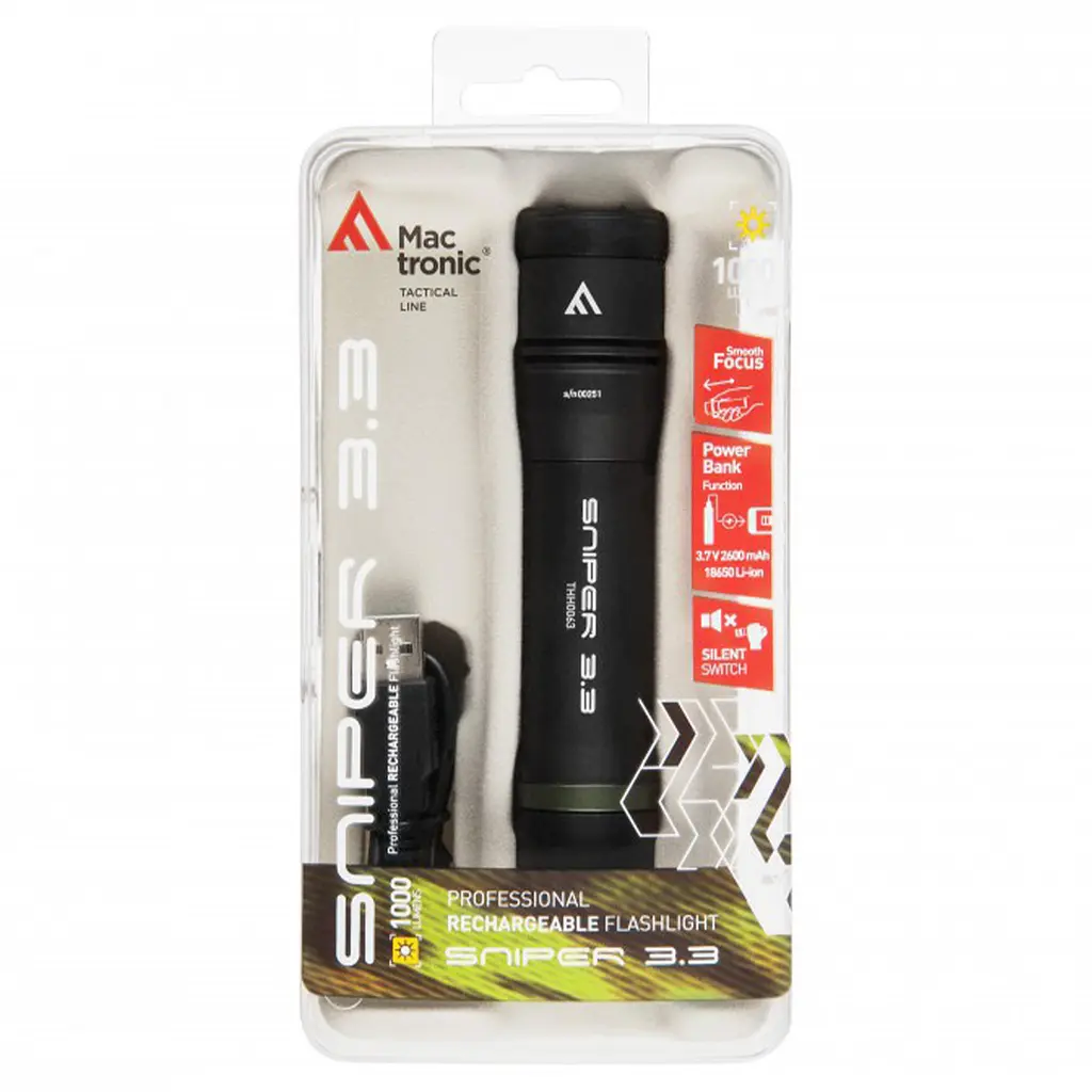 Ліхтар тактичний Mactronic Sniper 3.3 (1000 Lm) Focus Powerbank USB Rechargeable (THH0063) - фото 12