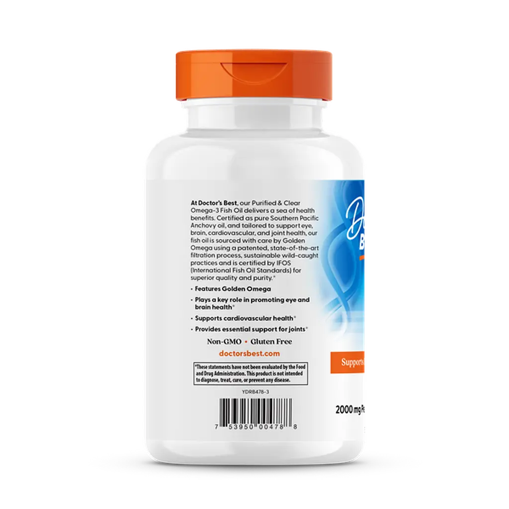 Риб'ячий жир омега-3 Doctor's Best Purified & Clear Omega 3 Fish Oil with Goldenomega 120 капс - фото 3