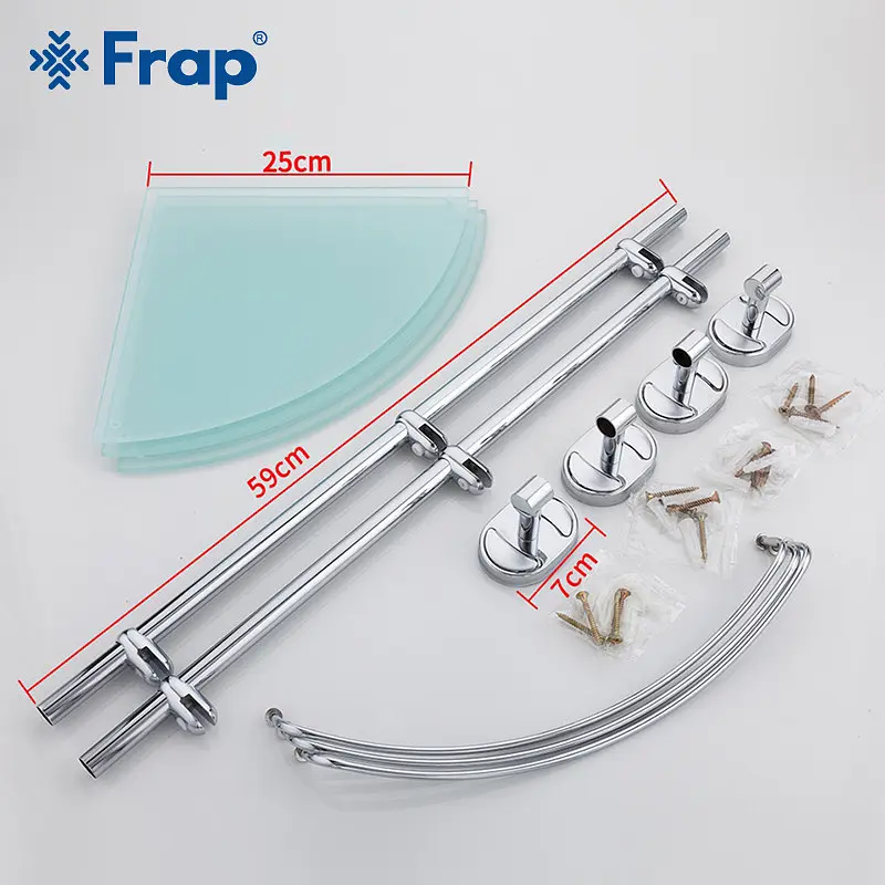 Полиця скляна потрійна кутова 250x250 Frap F1907-3 1/10, Хром - фото 5