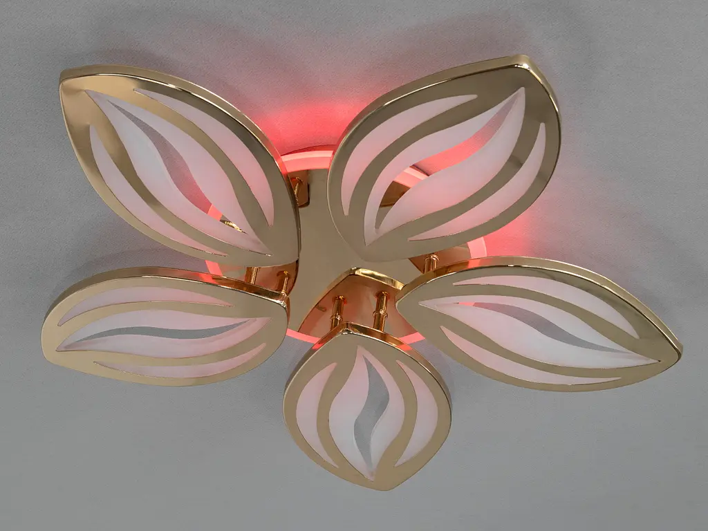 Потолочная люстра с диммером и LED подсветкой, цвет золото, 95W. - фото 2