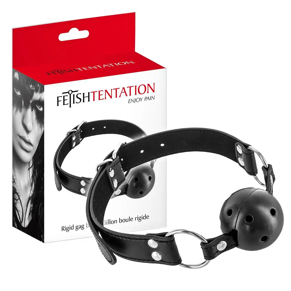 Кляп Fetish Tentation Rigid Gag Ball, 4,5 см (чорний) - фото 2