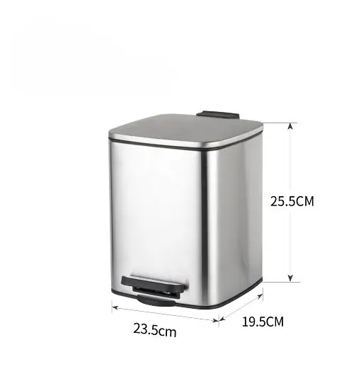 Відро для сміття Zerix Kubix-TC0106 SS Color з плавним закриттям квадратне 6 л нержавійка (ZX5889)  - фото 4