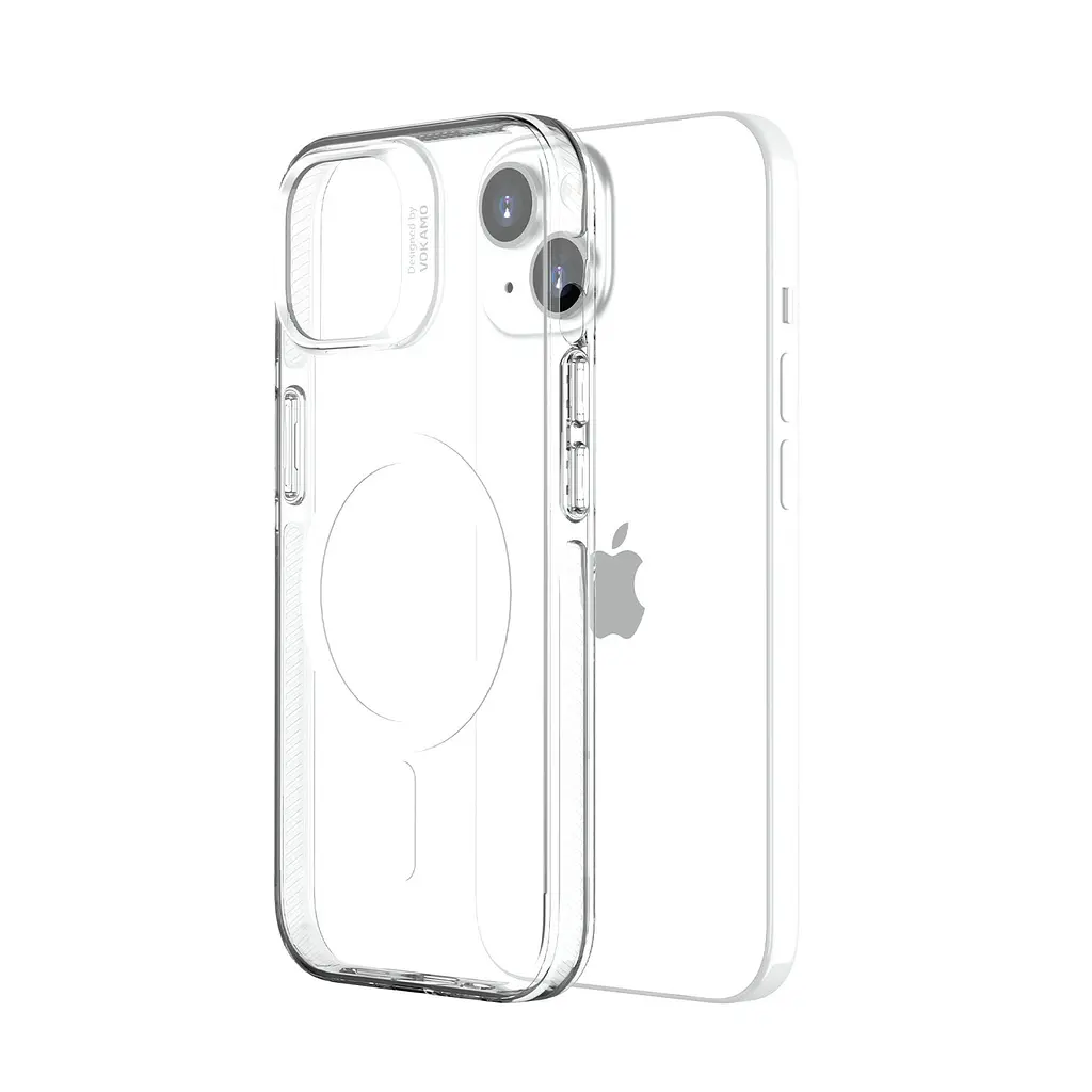 Защитный чехол Vokamo для iPhone 15 с магнитным кольцом прозрачный - фото 3