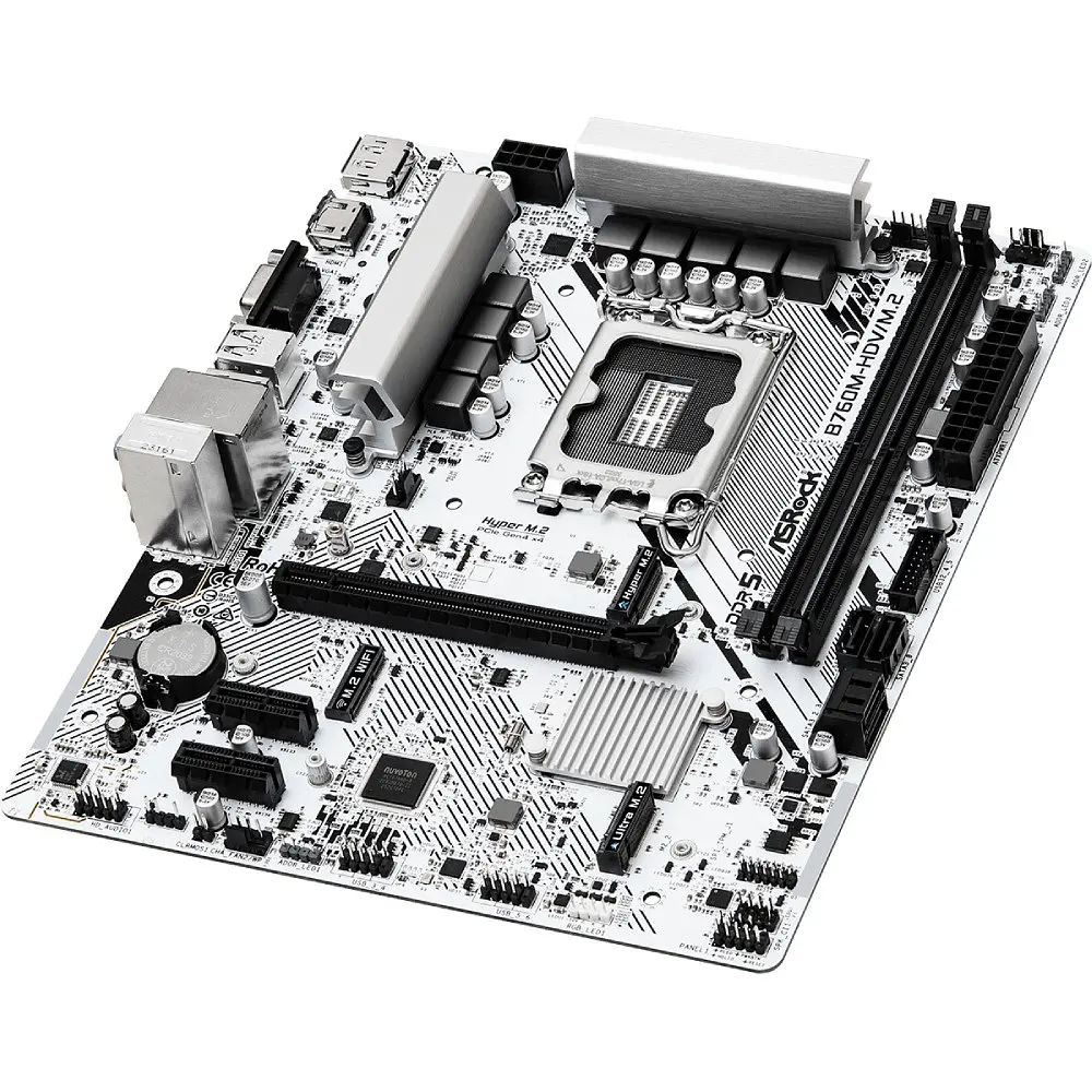 Материнська плата ASRock B760M-HDV/M.2 (1700/B760, 2xDDR5, 1xPCIex16, 4xSATA, 2xM.2, 2.5GLan, 7.1ch, mATX) - фото 3