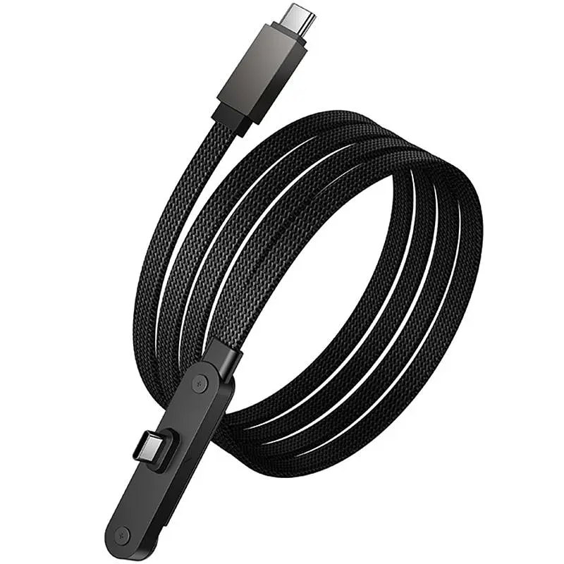 Дата кабель Hoco U150 Exquisite side plug and stand Type-C to Type-C 60W (1.2m) Black - фото 3