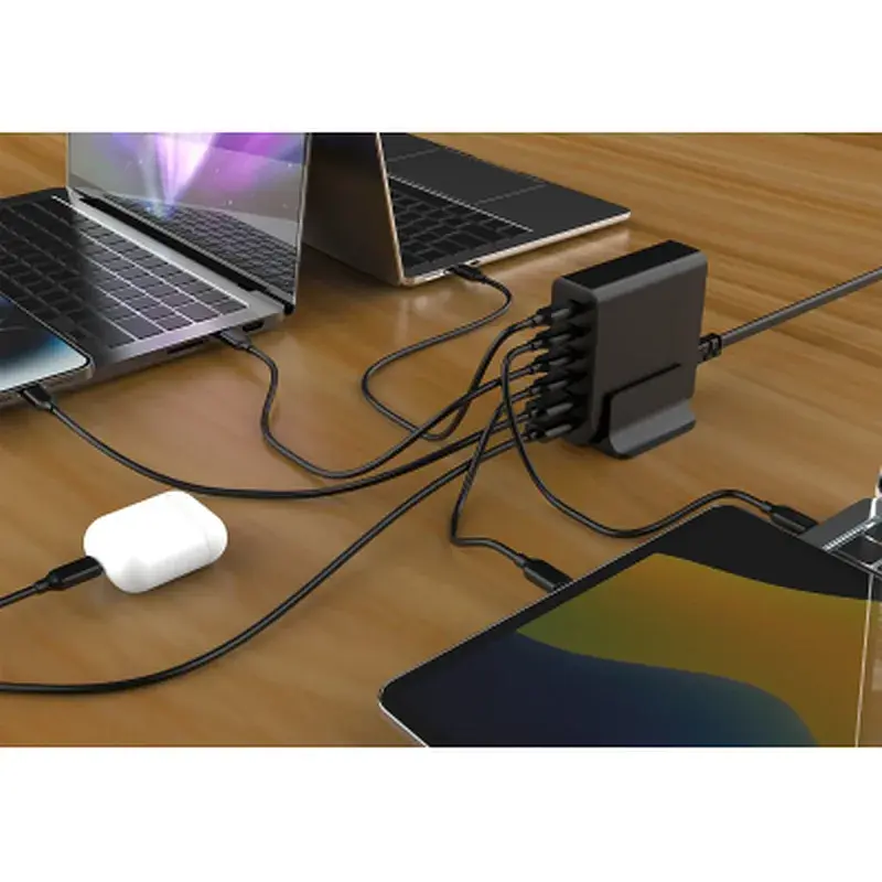 Зарядний пристрій Gembird 4xUSB-C PD25W + 2xUSB QC3.0 18W black (TA-UC-2A4C-PD75-01-BK) - фото 4