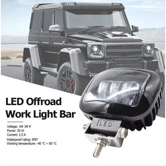 Додаткова LED фара Лінзована з ДХО 120х100х60 мм 45W 5W x 3 - фото 3