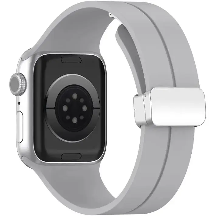 Ремінець DK CDK для Apple Watch 41mm (Series 7 / 8 / 9) Silicone Sport Magnetic (017247) (grey / silver) - фото 2