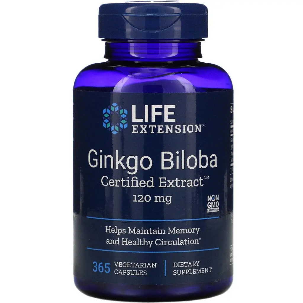 Гинкго Билоба, Ginkgo Biloba, сертифицированный экстракт, 120 мг, 365 капсул Life Extension vit0001660 - фото 2