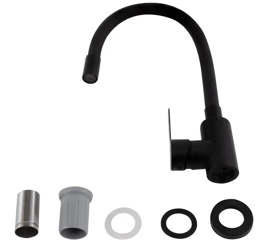 Змішувач для кухні Brinex Pure 015F3 з гнучким виливом Black Matt BRIPUR015F3BLM - фото 3