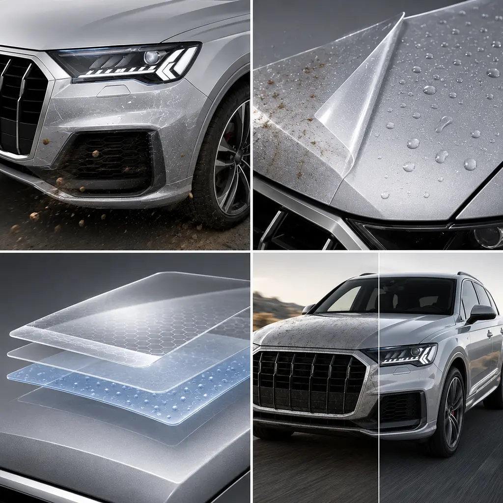 Антигравійна захисна бронеплівка за лекалами для Audi Q7 4M facelift 2020-2024 - задні ліхтарі стопи - фото 3