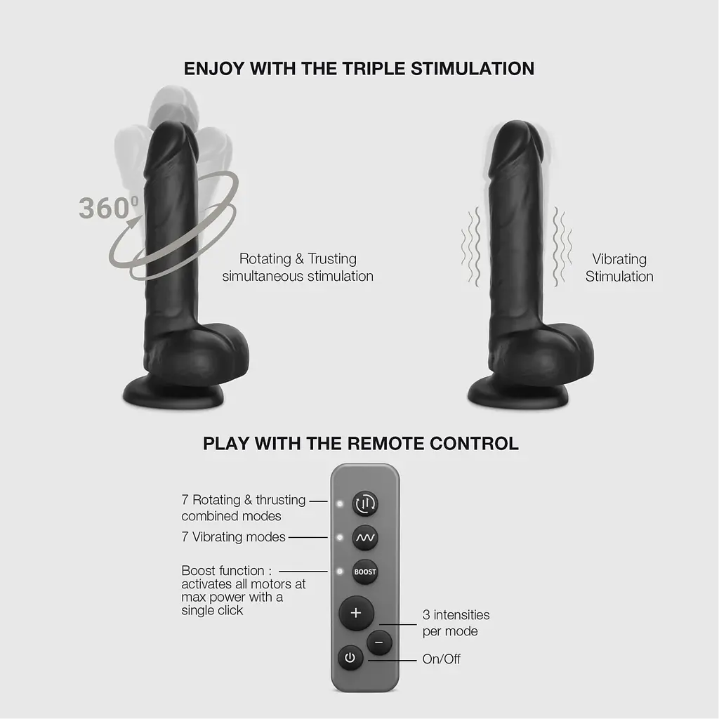 Фалоімітатор Strap-on-me Rotating Vibrating Realistic Dildo L з вібрацією і ротацією - фото 4