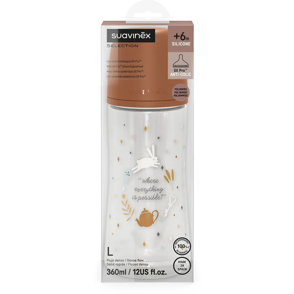 Бутылочка для кормления Suavinex Wonderland 360 мл интенсивный поток бежевая (308758) - фото 3