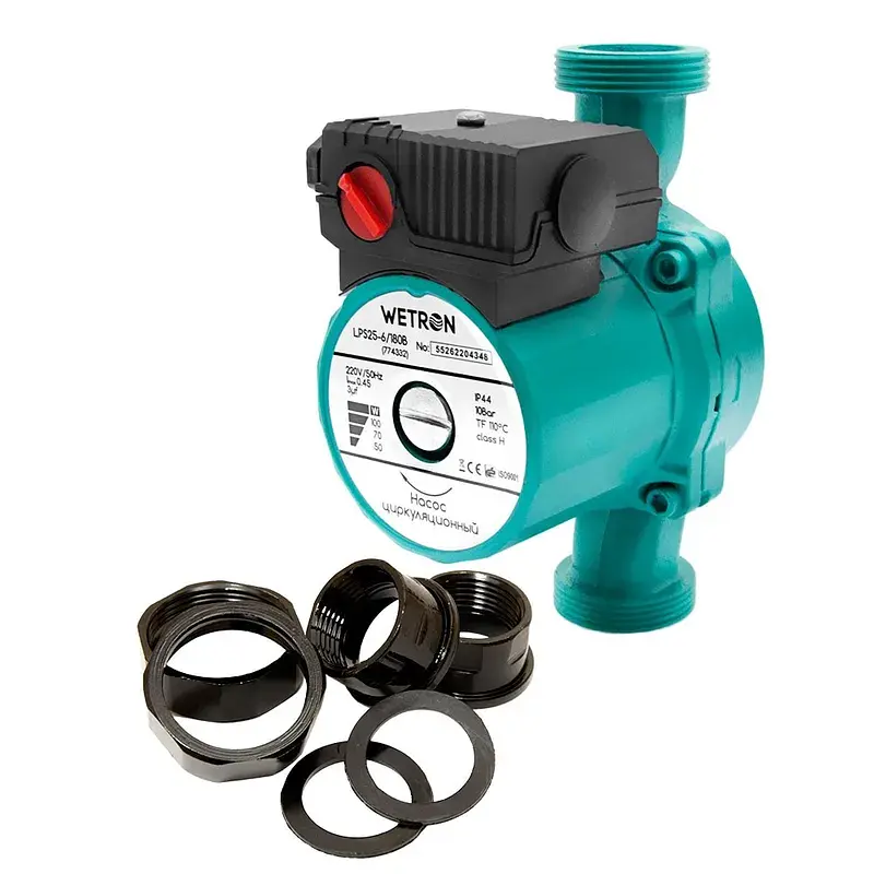 Насос циркуляційний 100Вт Hmax 6м Qmax 50л/хв Ø1½" 180мм Ø1 WETRON LPS25-6/180G (774332)