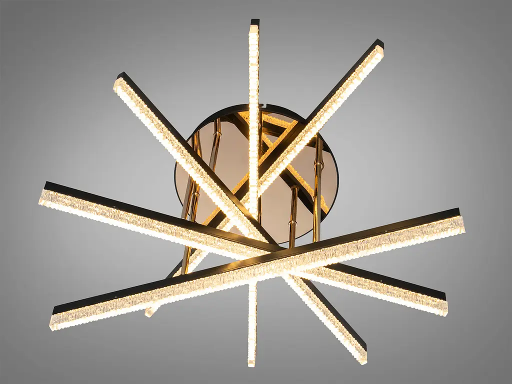 Сучасна стельова LED-люстра Diasha SX1009/5BK, чорна із золотистими акцентами, 72W, акрилові світлові планки - фото 4