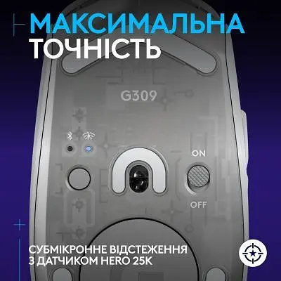 Комп'ютерна мишка Logitech G309 Lightspeed Wireless/Bluetooth White (910-007207) - фото 4