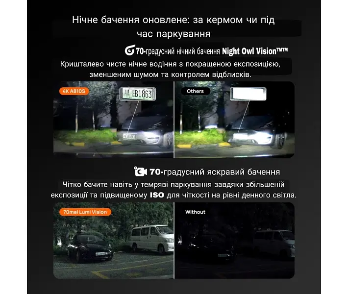 Відеореєстратор 70MAI Dash Cam 4K A810S-2 Set - фото 5