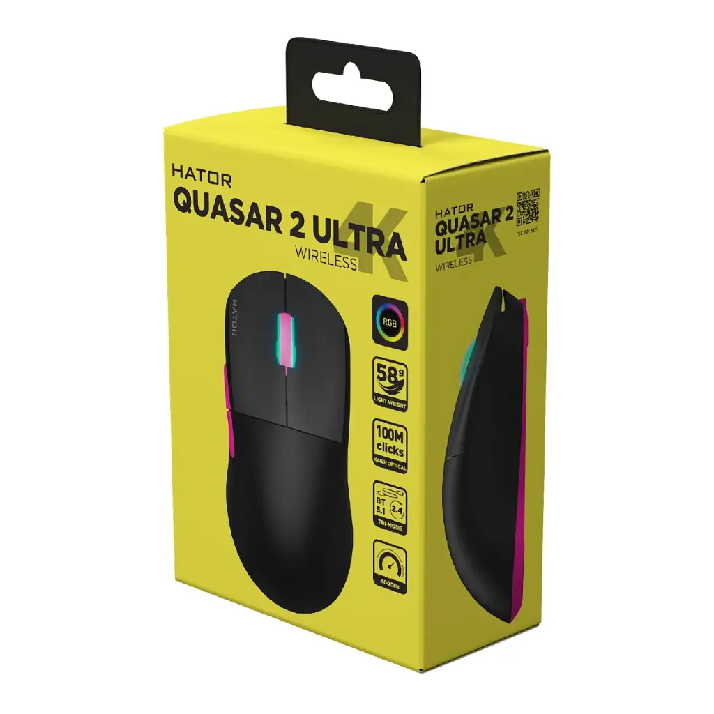 Мишка HATOR Quasar 2 Ultra 4K wireless (HTM570BP) black/pink - фото 5