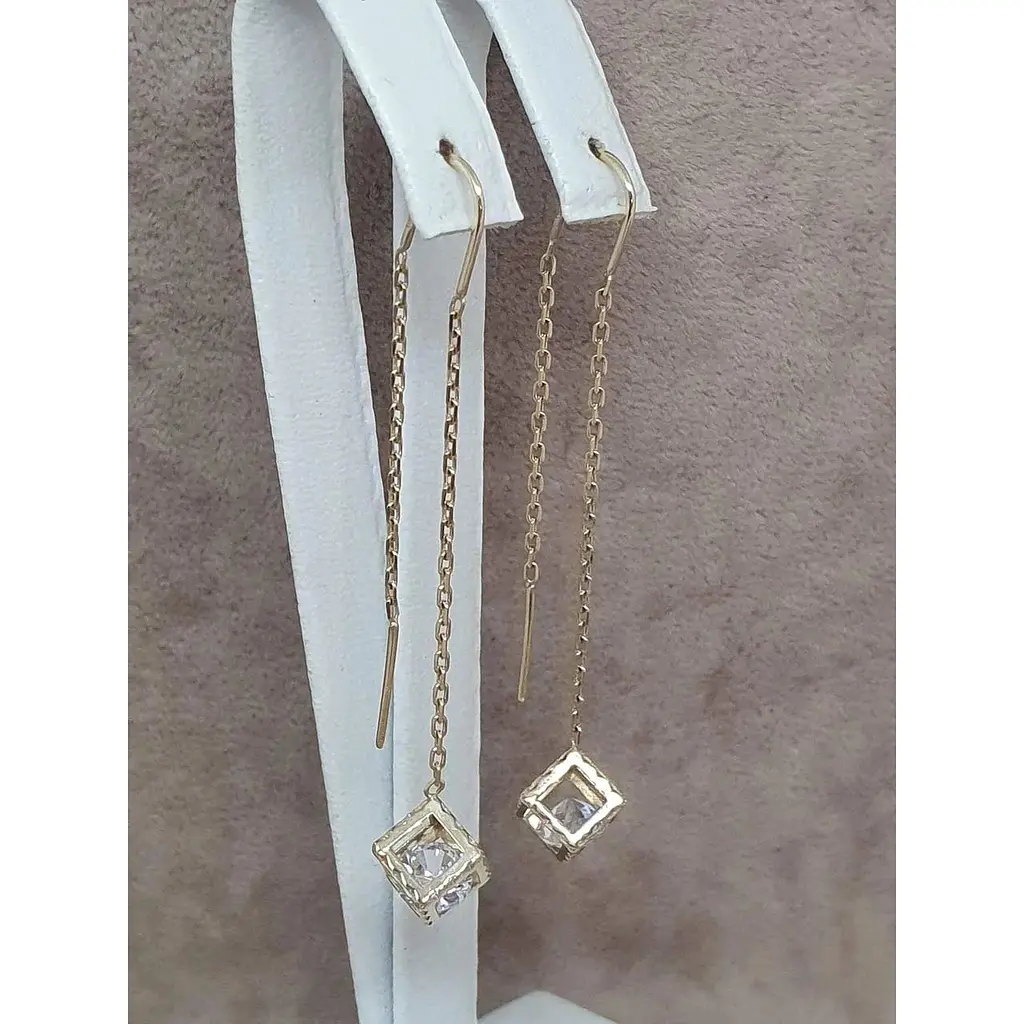 Золоті сережки-протяжки Імперія золота з фіанітами. СПП801(1)ЛИ - фото 3