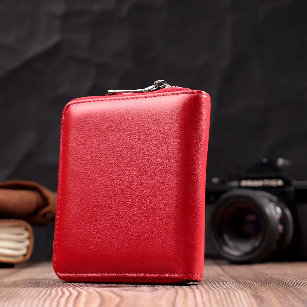 Симпатичний жіночий гаманець із натуральної шкіри ST Leather 22448 червоний - фото 10