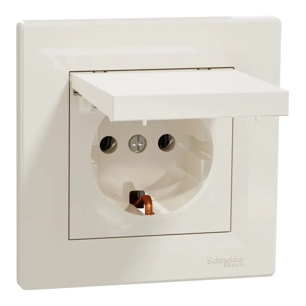 Розетка Schneider Electric ASFORA з кришкою, крем (EPH3100123) - фото 2