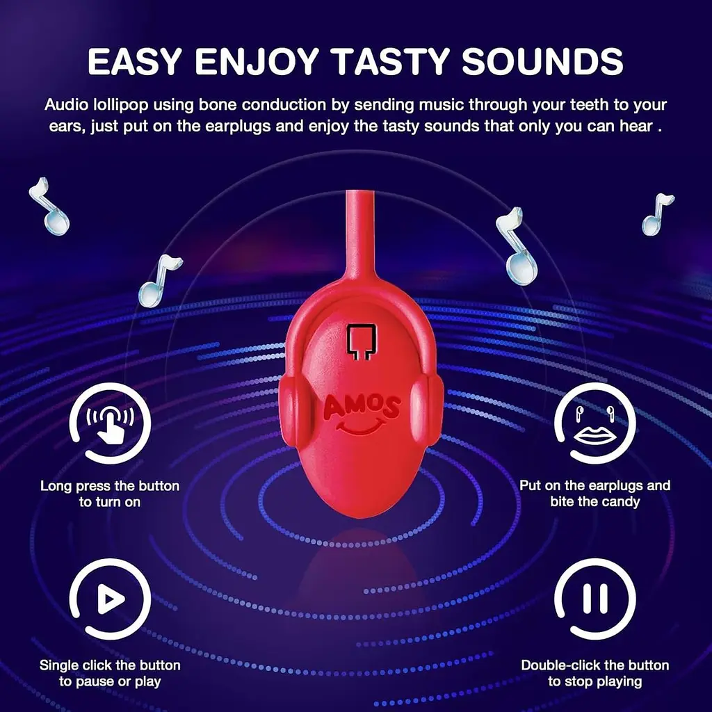 Льодяник Amos Tasty Sounds Audio Lollipop Strawberry Flavour 12г - фото 5